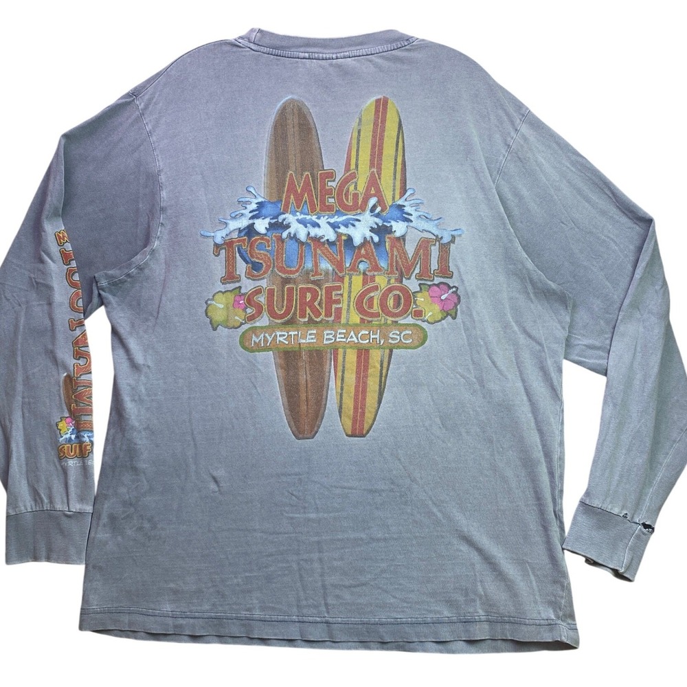 Tsunami Surf Shirt Mens Large Myrtle Beach Surfing Grunge Beachy Coastal